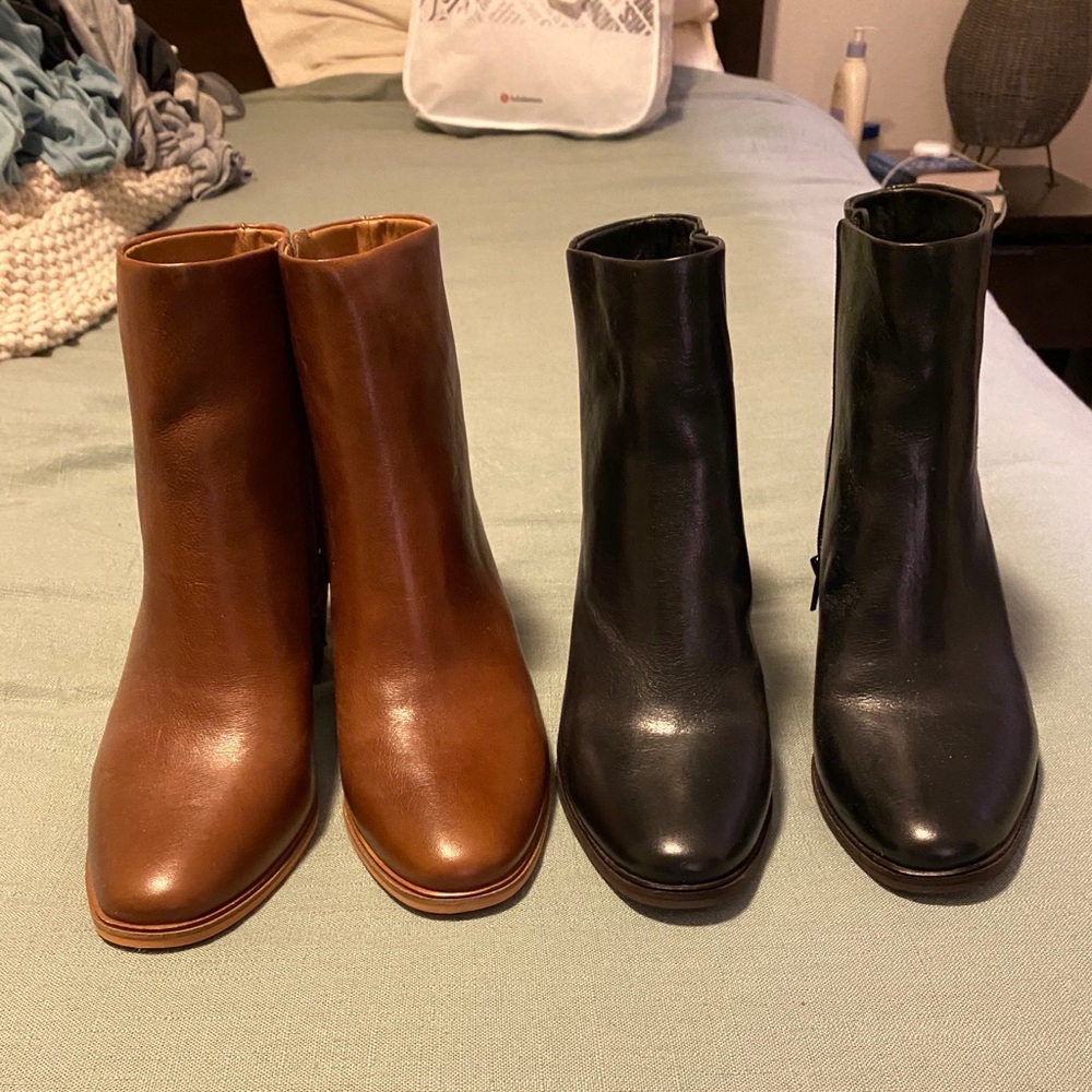 (Brand New-Black) Lucky Brand Leather Booties
